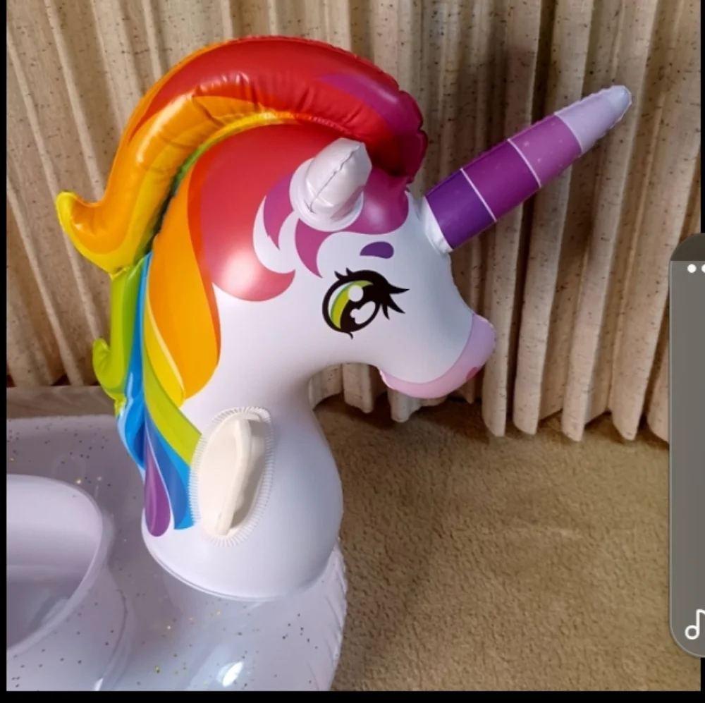 Unicorn Float for summer fun  at the pool or water park party white & rainbow - Picture 10 of 10